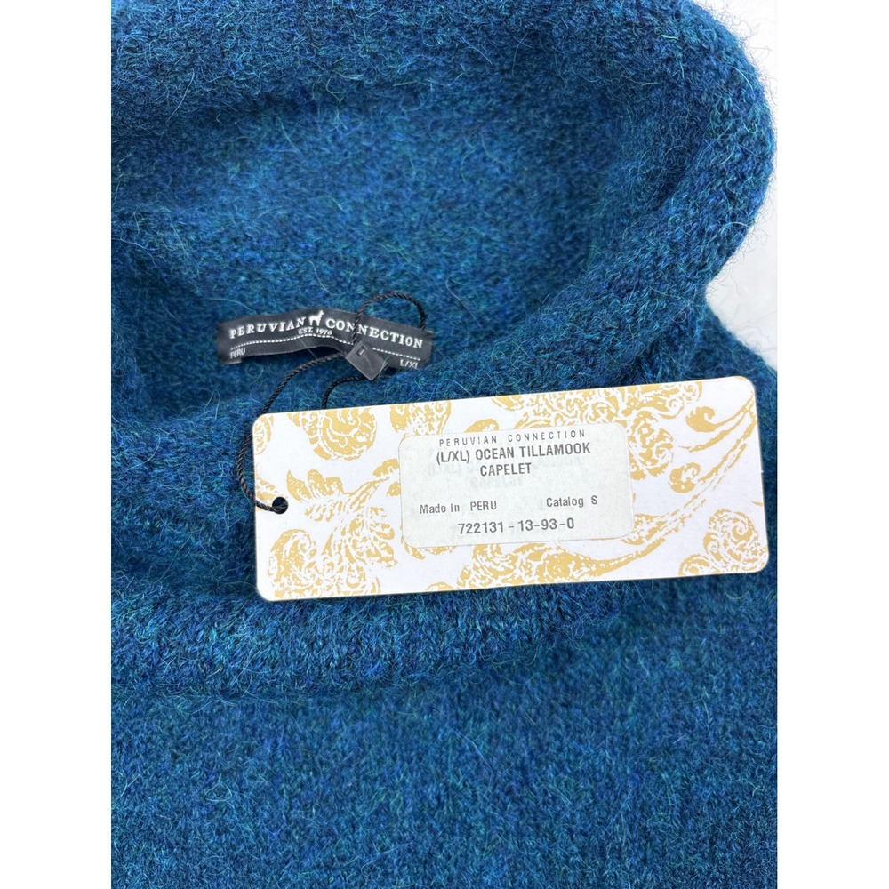 Peruvian Connection 93% Alpaca Ocean Tillamook Capelet Teal‎ L/XL NWT - Picture 5 of 8